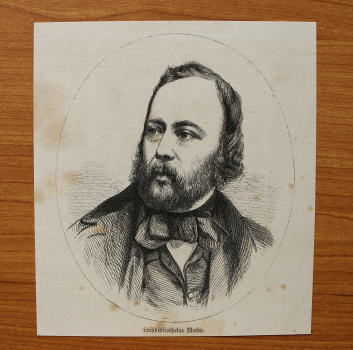 Holzstich Charles Edward Mudie 1818-1890 1871 Leihbibliothekar Großbritannien
